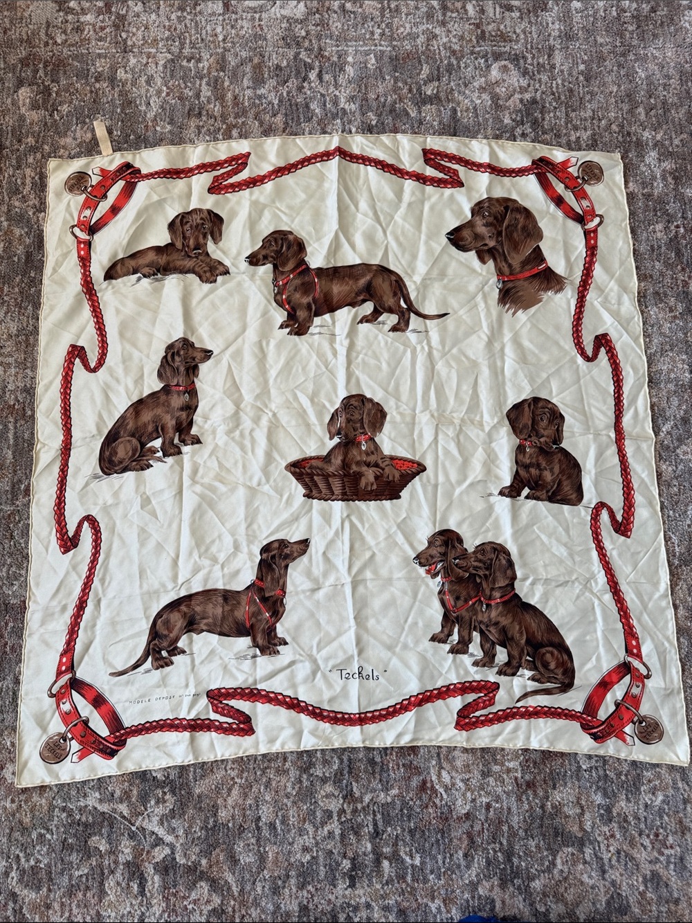 Dogs silk made in France scarf